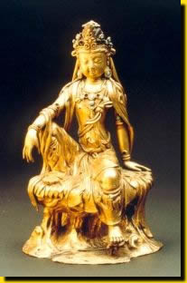 Gilt-copper statue of Bodhisattva Avalokitesvara (Guanyin)