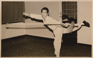 Lam practising his martial art routines