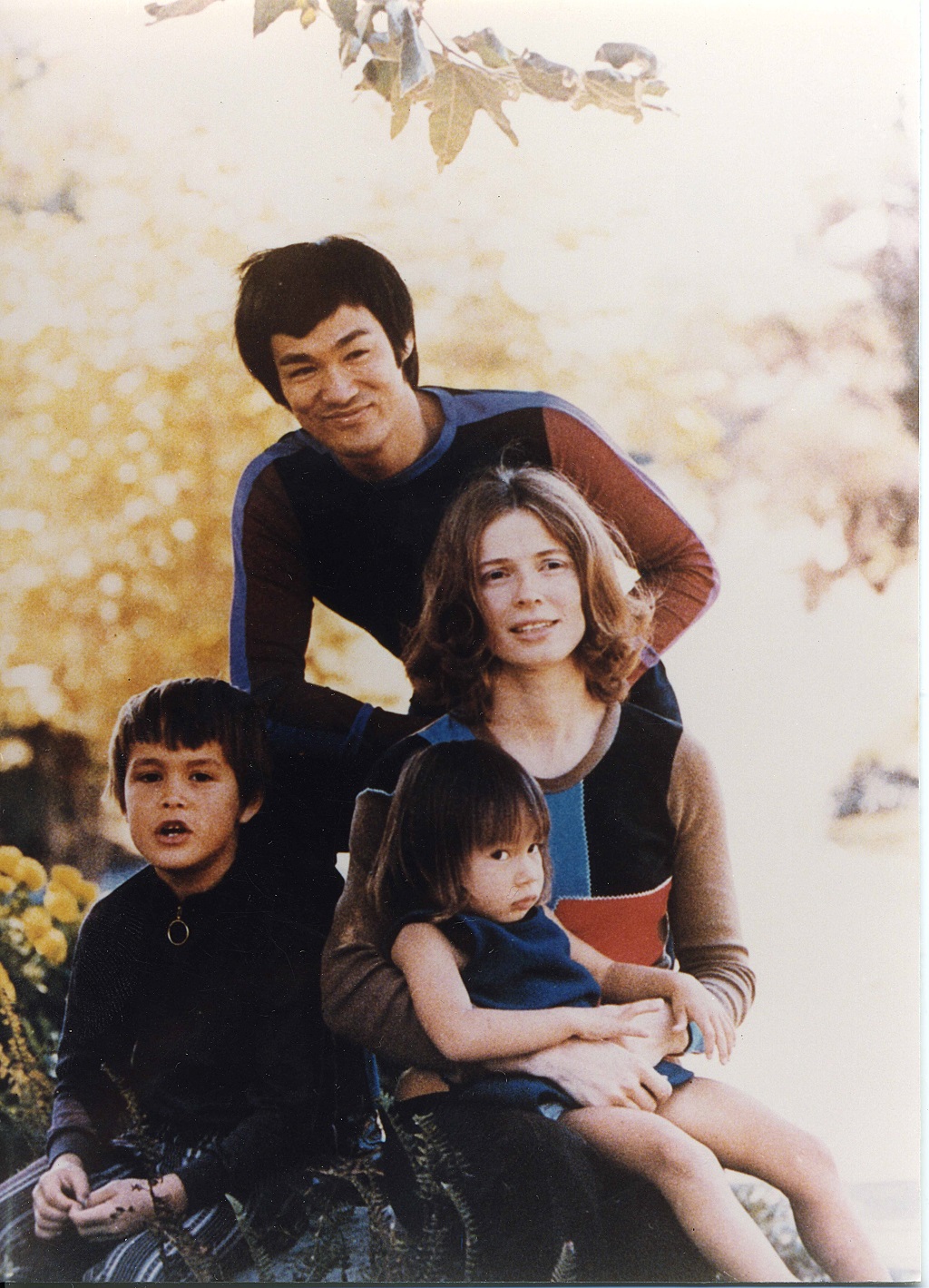 Bruce Lee with his wife Linda, son Brandon, and daughter Shannon