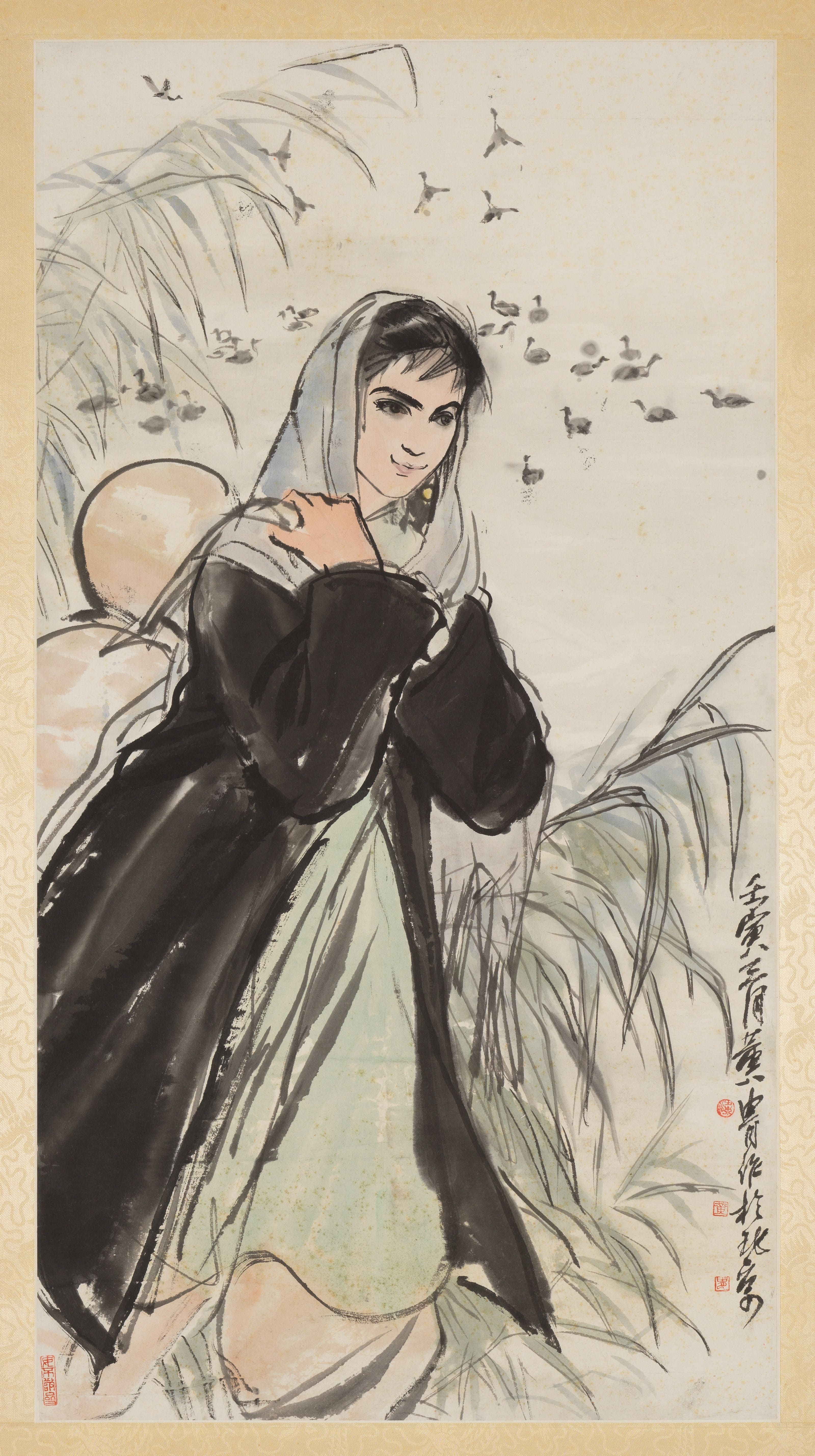 黄胄画作《维吾尔族少女》