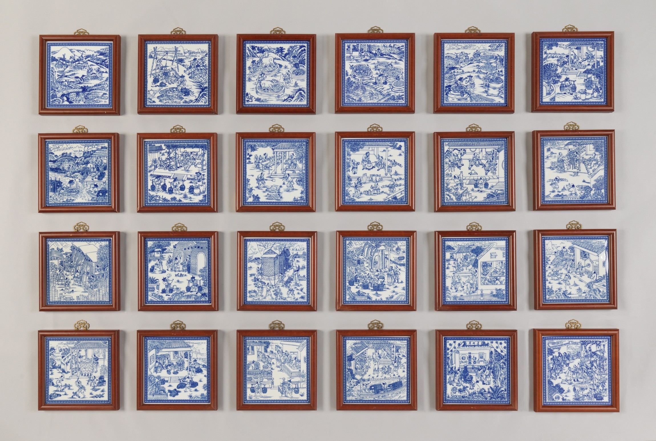 青花制陶过程瓷片一组24幅