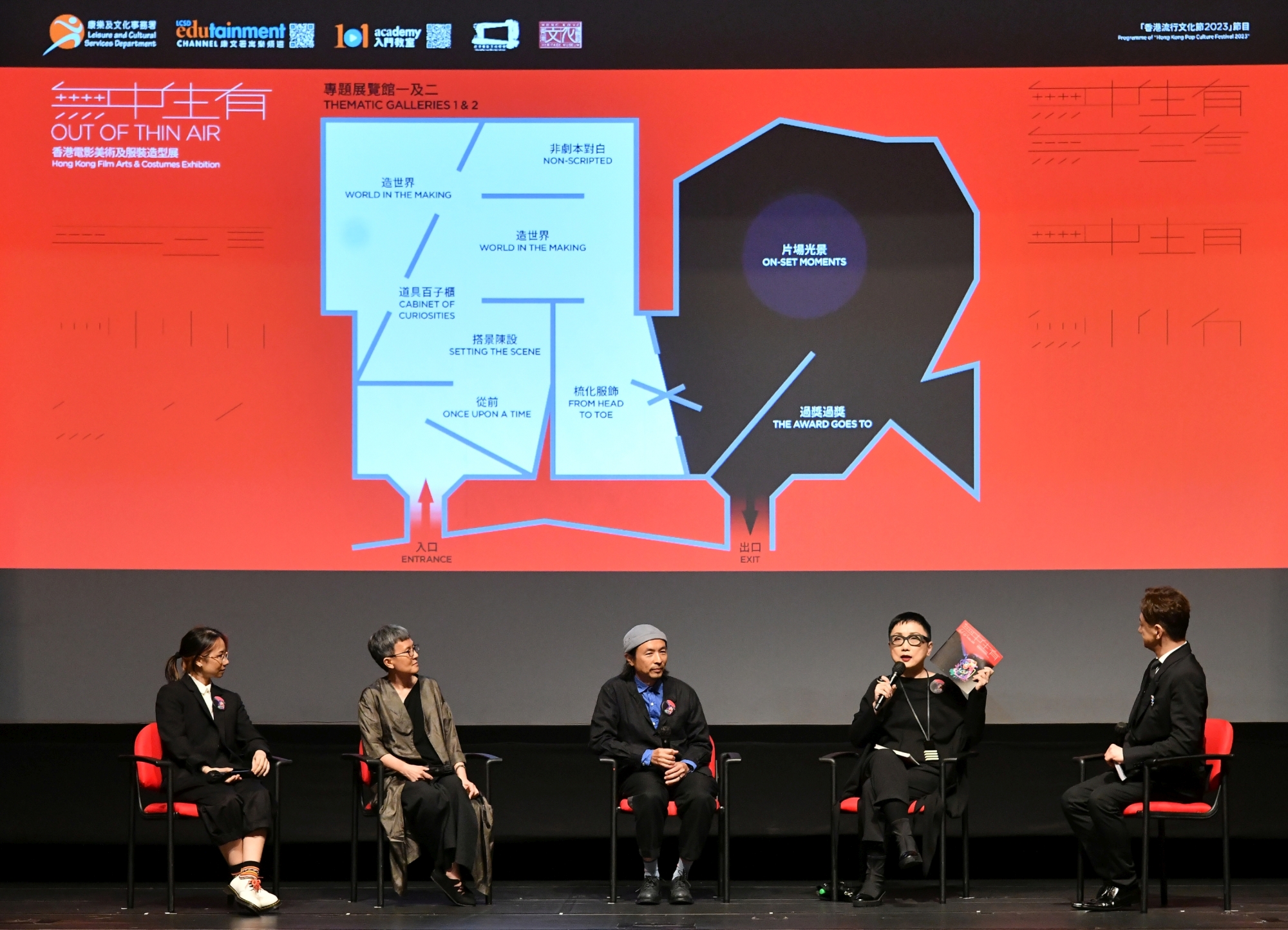 四位策展人（左起）蔡慧妍女士、張西美女士、文念中先生及劉天蘭女士分享策展時的精彩點滴。