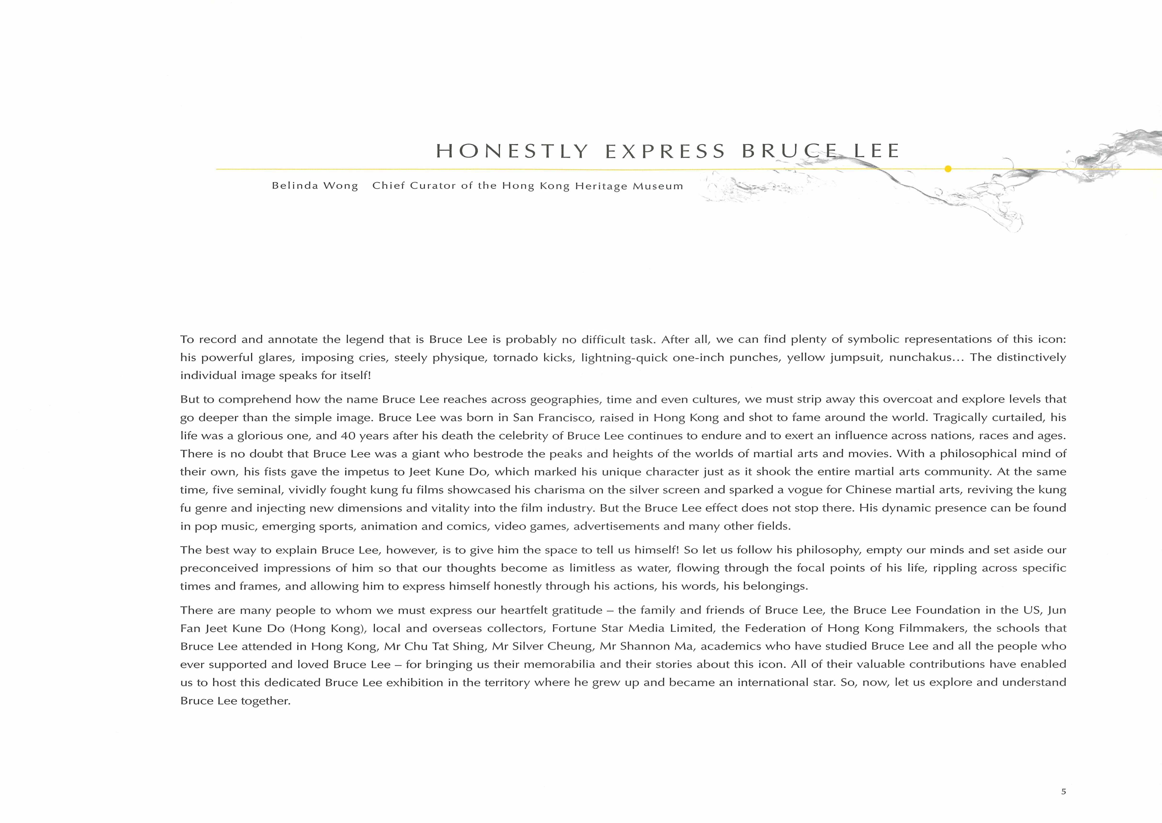 Bruce Lee: Kung Fu ‧ Art ‧ Life Preface