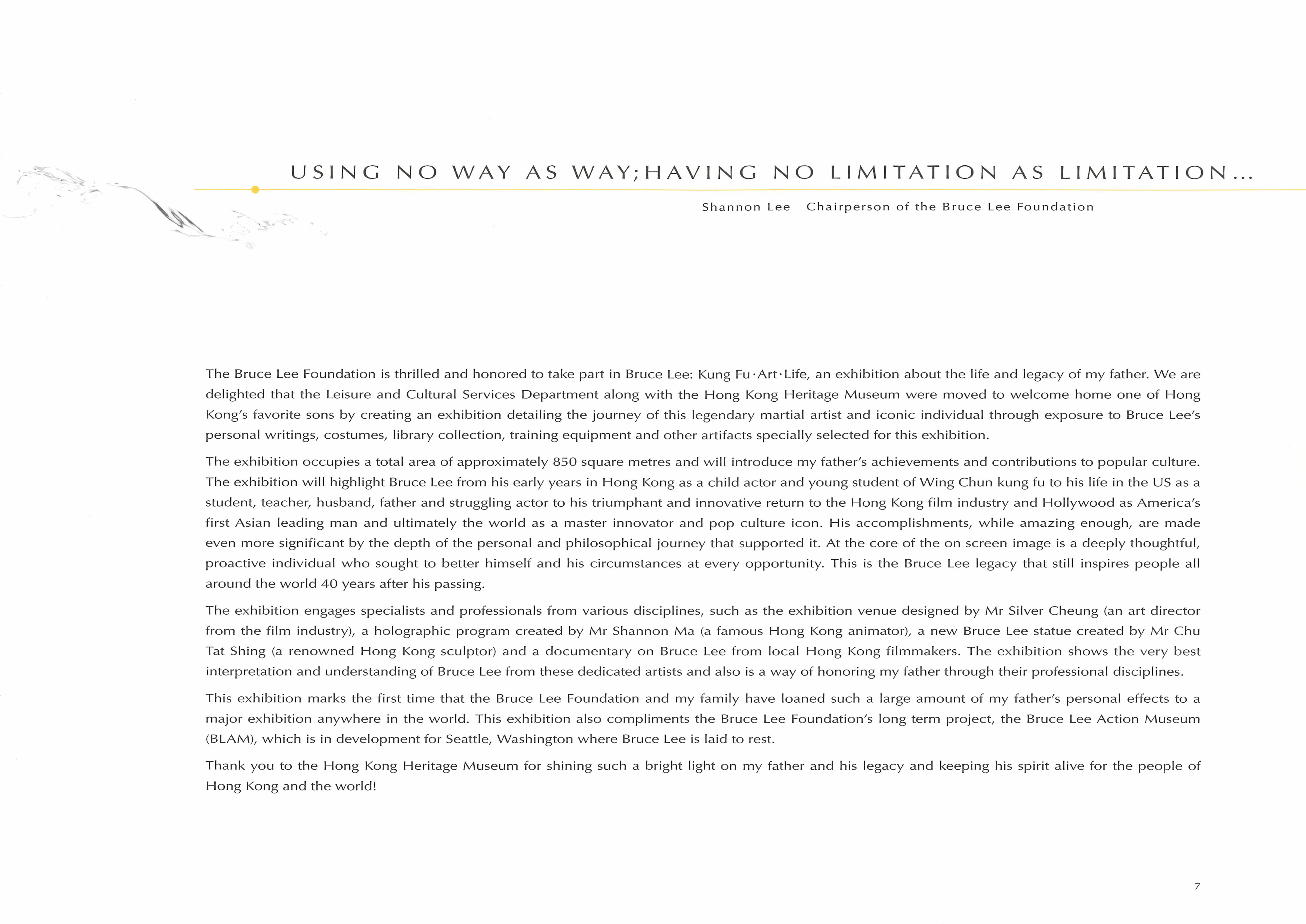 Bruce Lee: Kung Fu ‧ Art ‧ Life Preface